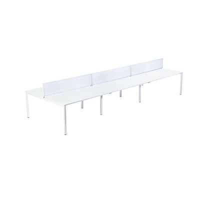 Desk for teams of six, width 1400 / 4200 mm, depth 800 / 1660 mm, white.