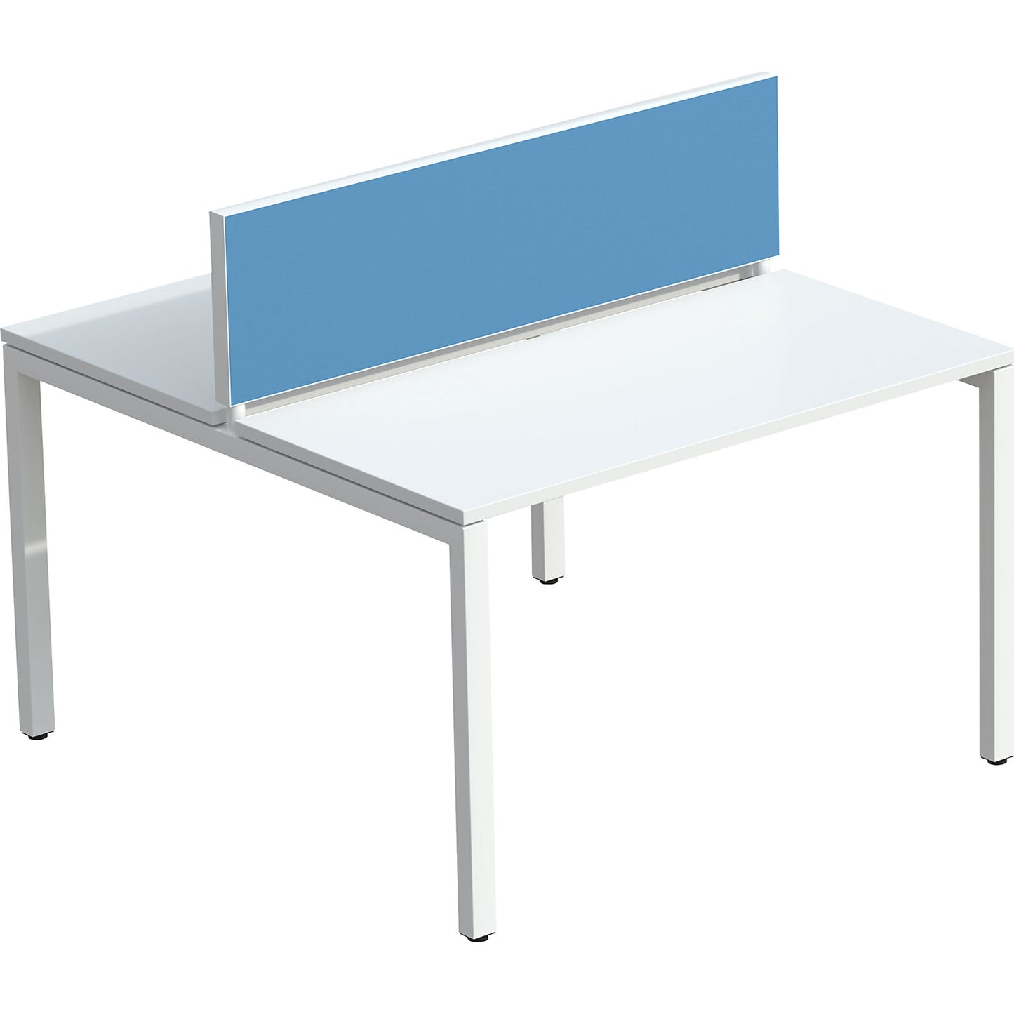 Table partition for team desks, width 1400 mm, blue cover.