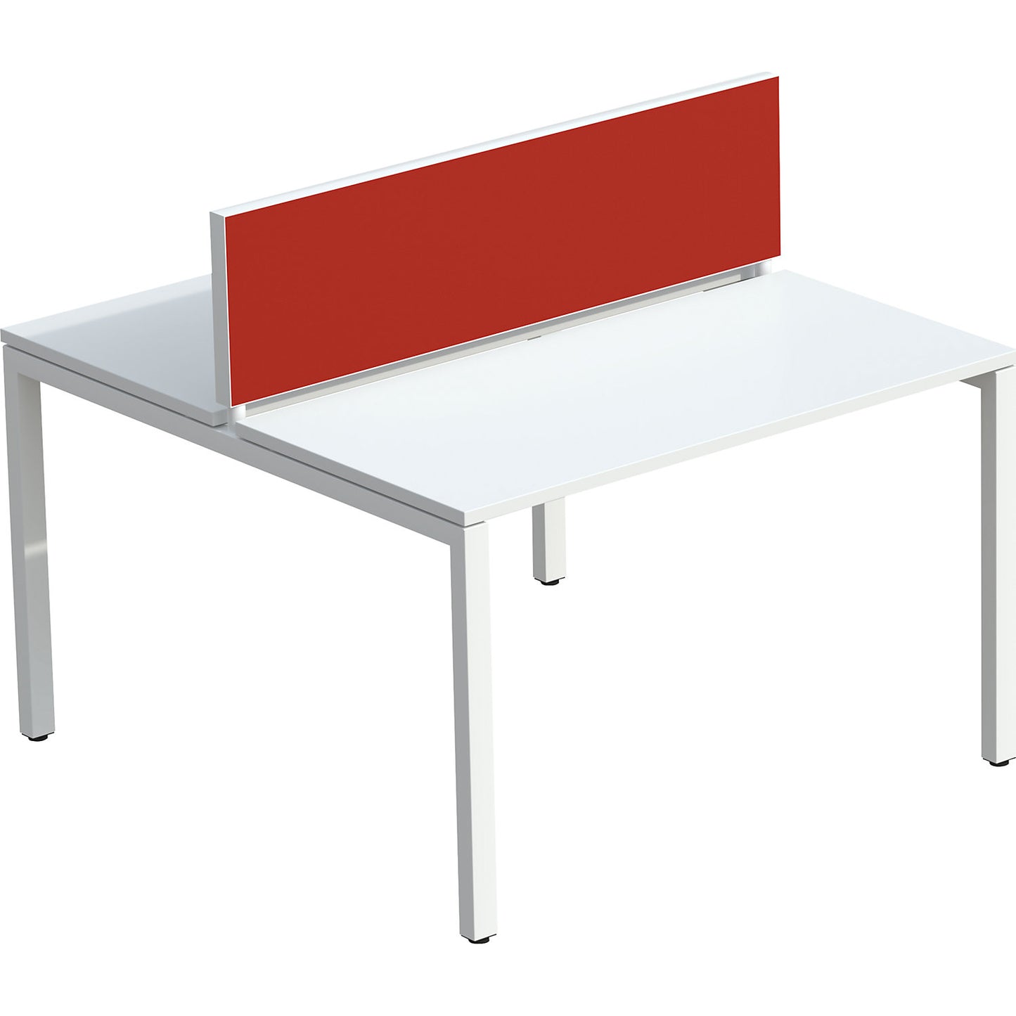 Table partition for team desks, width 1400 mm, red cover.
