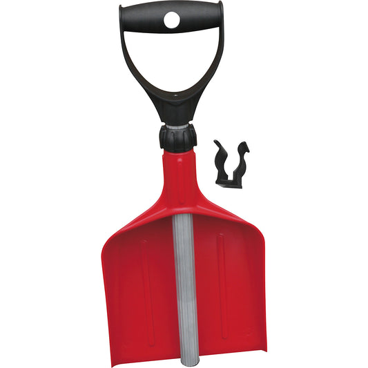 Telescopic hand shovel, length 100 mm, with clip, red.