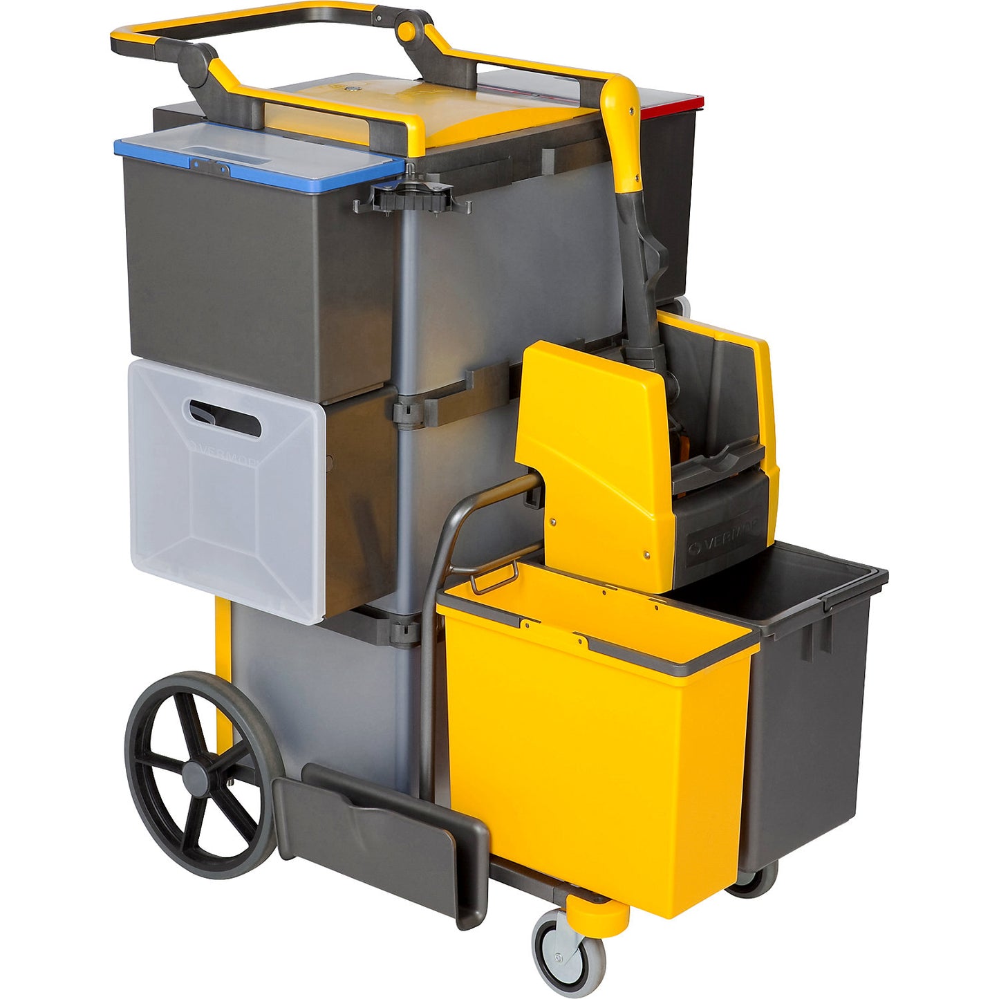 SHOPSTER TREPPE SPRINT cleaning trolley, LxWxH 830 x 700 x 1000 mm, with height adjustable push handle.