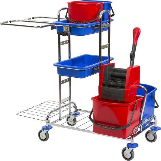 VARIANT cleaning trolley, LxWxH 1250 x 680 x 1100 mm, 2 x 17 l buckets, 2 x 6 l buckets.
