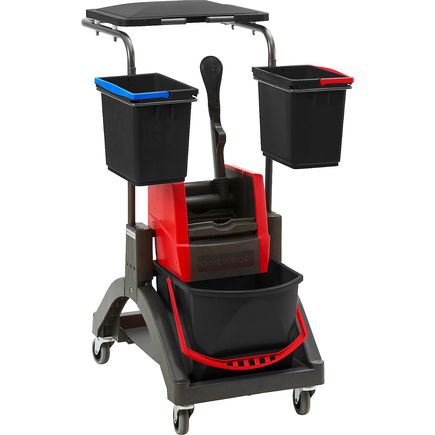 MISTRAL cleaning trolley, LxWxH 630 x 600 x 990 mm, 1 x 17 l bucket, 2 x 6 l buckets.