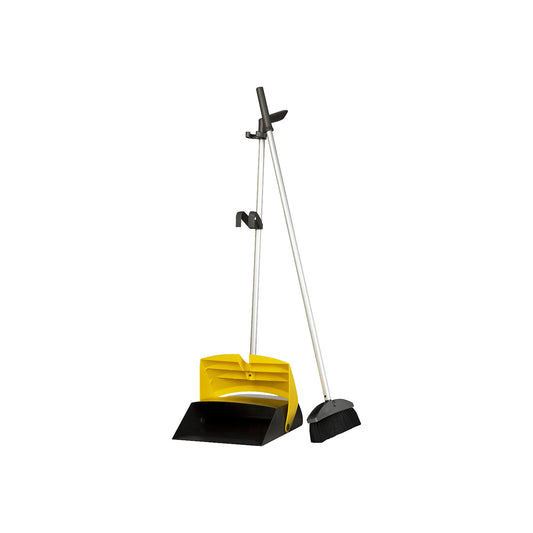 Sweeping set, broom and dustpan, charcoal/yellow.