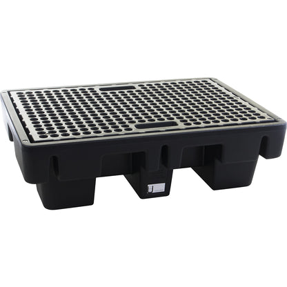 PE drum sump for 2 x 200 l drums, sump capacity 220 l, with PE grate, LxWxH 910 x 1310 x 380 mm.