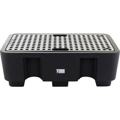 PE drum sump for 2 x 200 l drums, sump capacity 236 l, with PE grate, LxWxH 750 x 1300 x 440 mm.