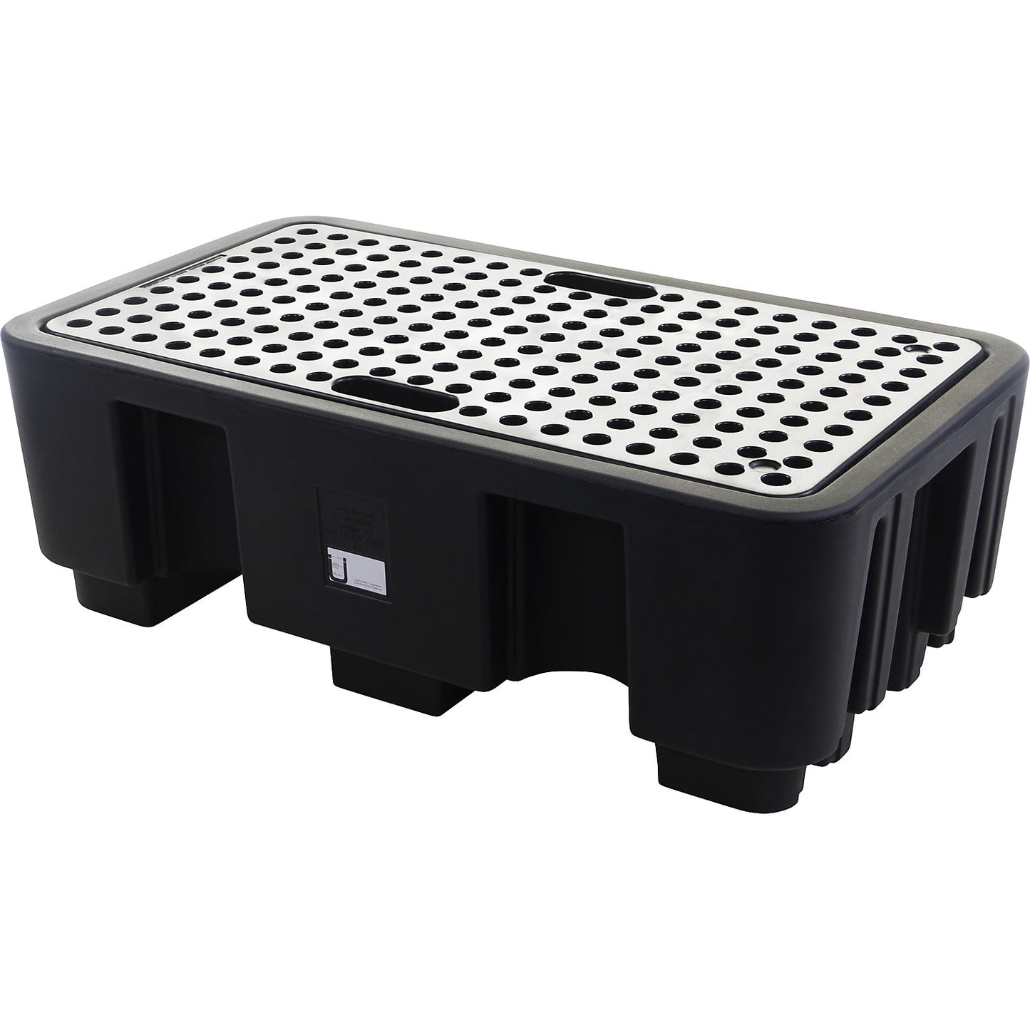 PE drum sump for 2 x 200 l drums, sump capacity 236 l, with PE grate, LxWxH 750 x 1300 x 440 mm.