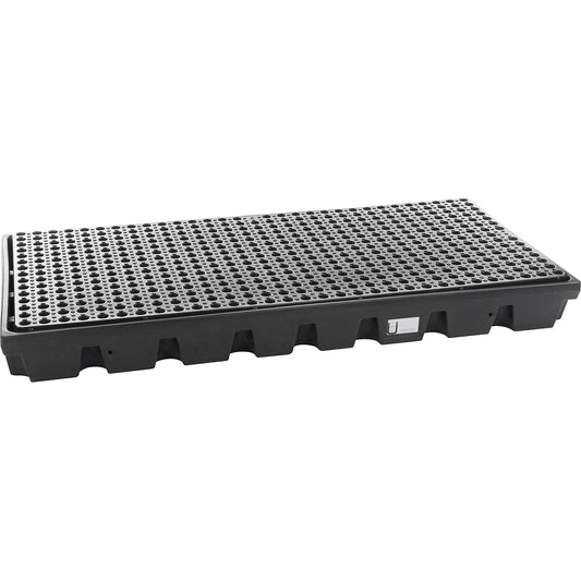 PE sump tray, for 2 x 200 l drums, capacity 92 l, LxWxH 1600 x 800 x 150 mm.