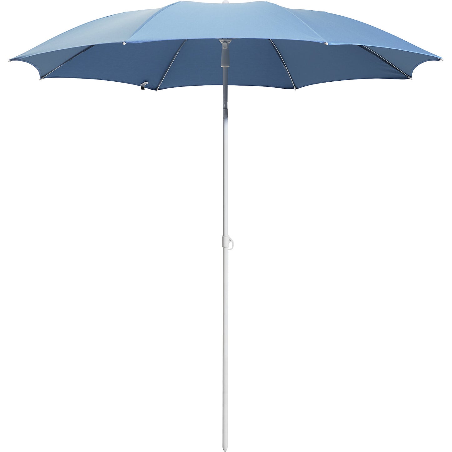 Parasol, round design, Ø 2000 mm, white frame, sky blue.