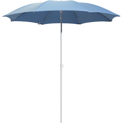 Parasol, round design, Ø 2000 mm, white frame, sky blue.
