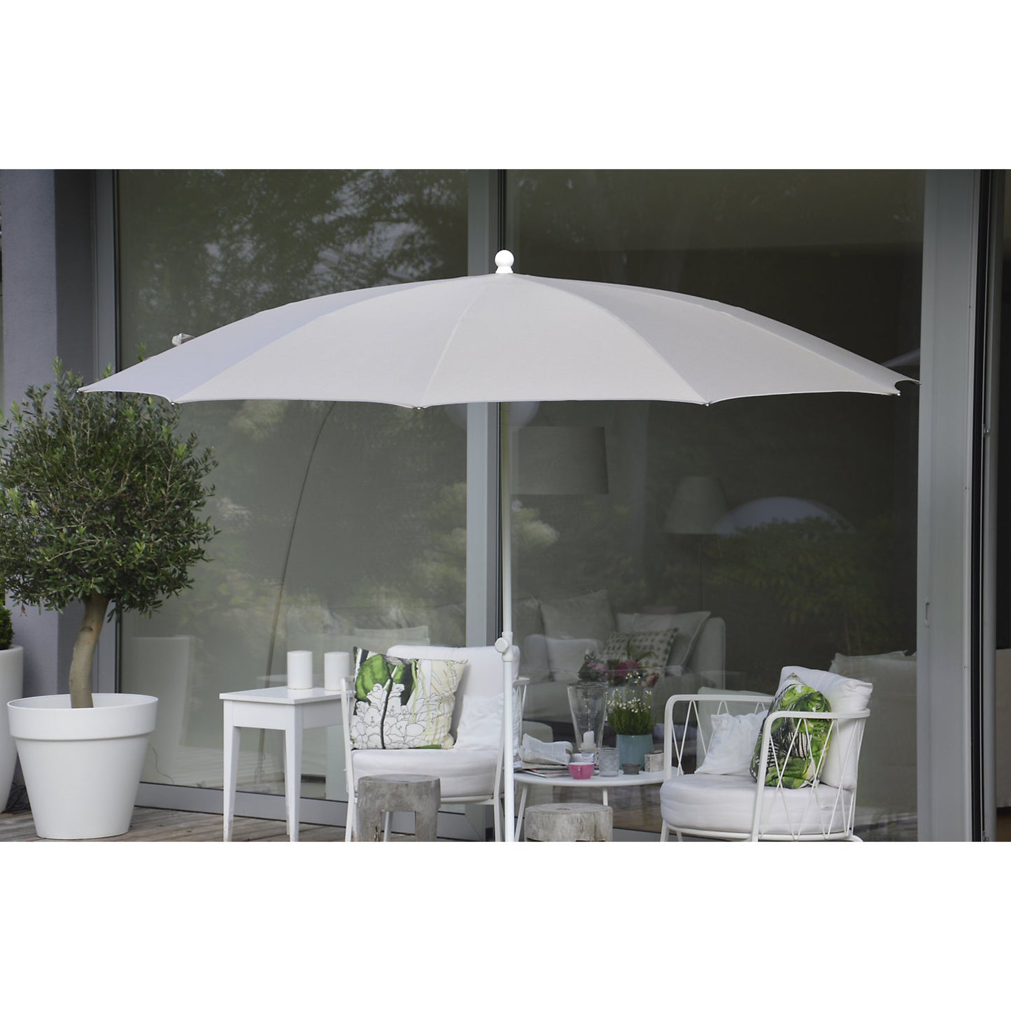 Parasol, round design, Ø 2800 mm, white frame, white.