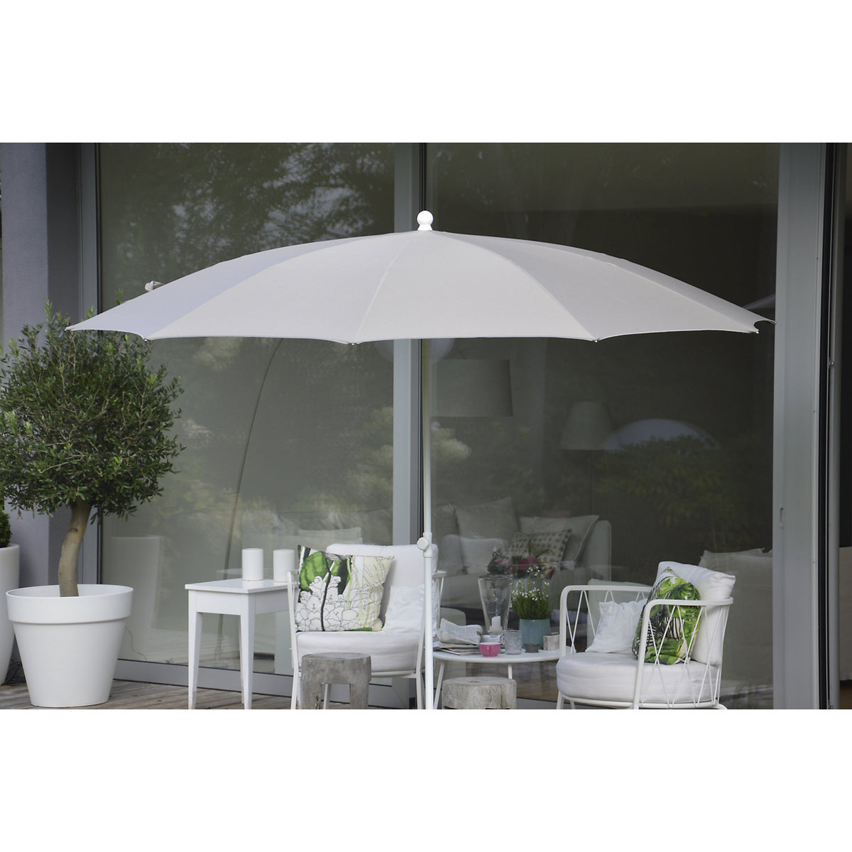 Parasol, round design, Ø 2800 mm, white frame, white.