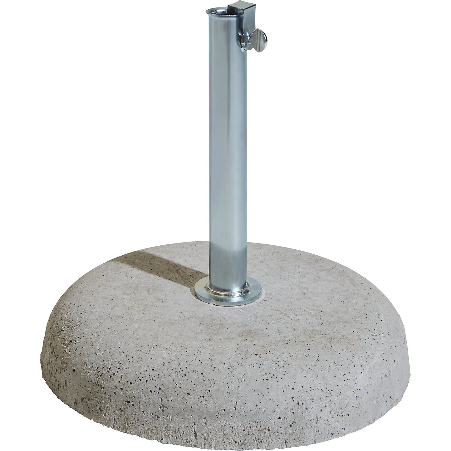 Parasol base, round, made of natural concrete, for pole Ø up to 38 mm.