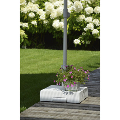 Parasol base with castor, HxWxD 100 x 400 x 400 mm, for pole Ø 21 - 54 mm, white.