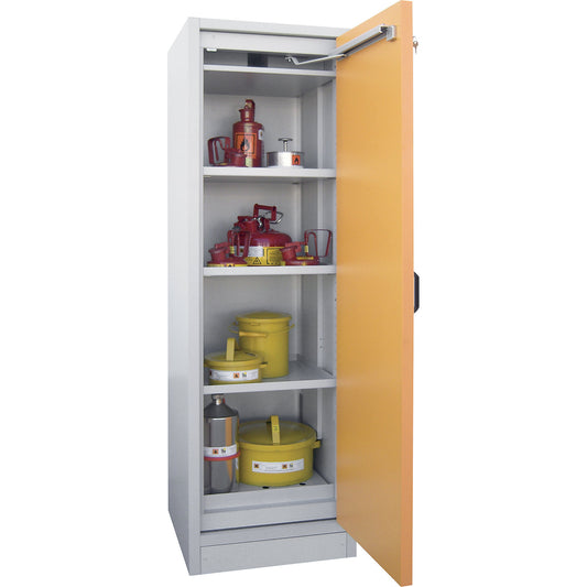 Fire resistant hazardous goods storage cupboard type 30, 1 door, HxWxD 1935 x 595 x 595 mm.