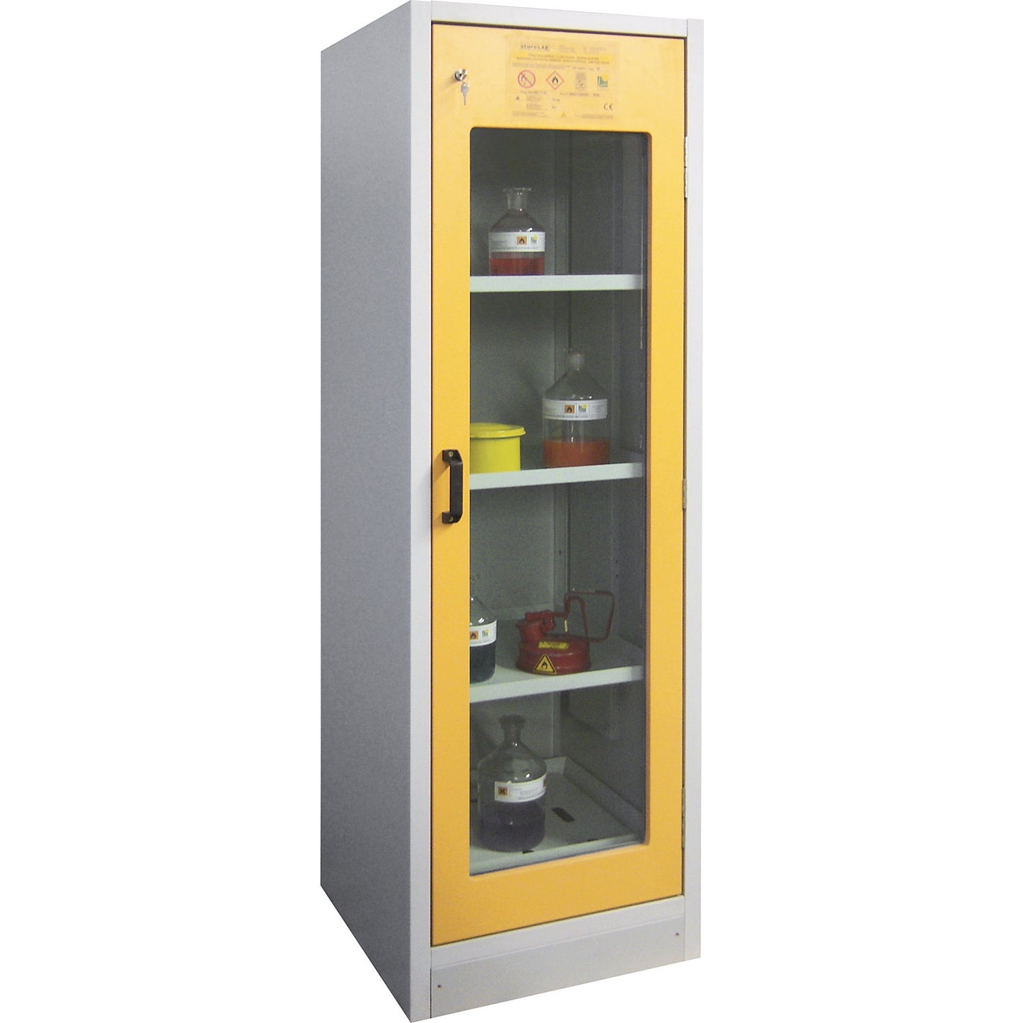 Fire resistant hazardous goods storage cupboard type 30, 1 vision panel door, HxWxD 1935 x 595 x 535 mm.