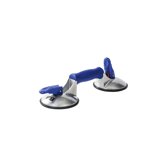 VERIBOR® BLUE LINE suction lifter, 2 head aluminium body, max. load 60 kg, disc Ø 120 mm.