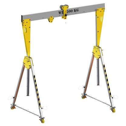 RKPK aluminium gantry crane, overall height 2099 - 3050 mm, width 2000 mm.