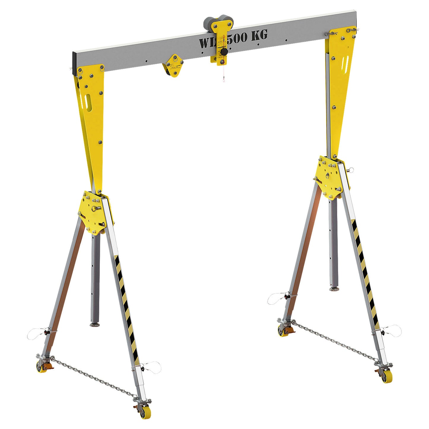 RKPK aluminium gantry crane, overall height 2099 - 3050 mm, width 4000 mm.