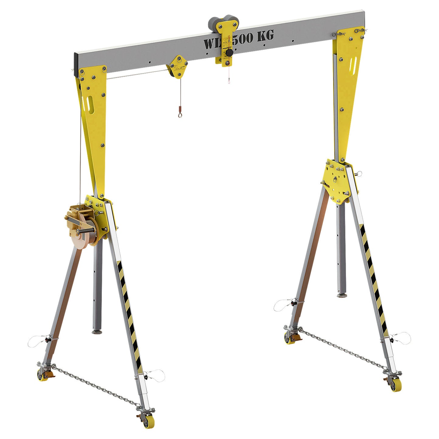 RKPK aluminium gantry crane, overall height 2099 - 3050 mm, width 2000 mm.