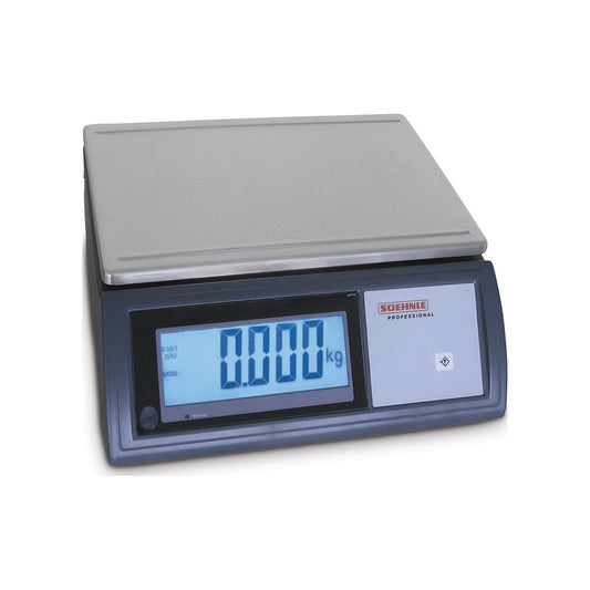 Compact scales, with a large display, weighing range up to 45 kg, read-out accuracy 1 g, weighing plate 360 x 240 mm.