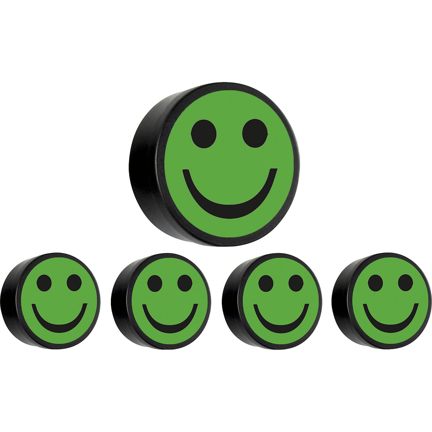 FACE round magnet, Ø 35 mm, pack of 10, friendly face, green.