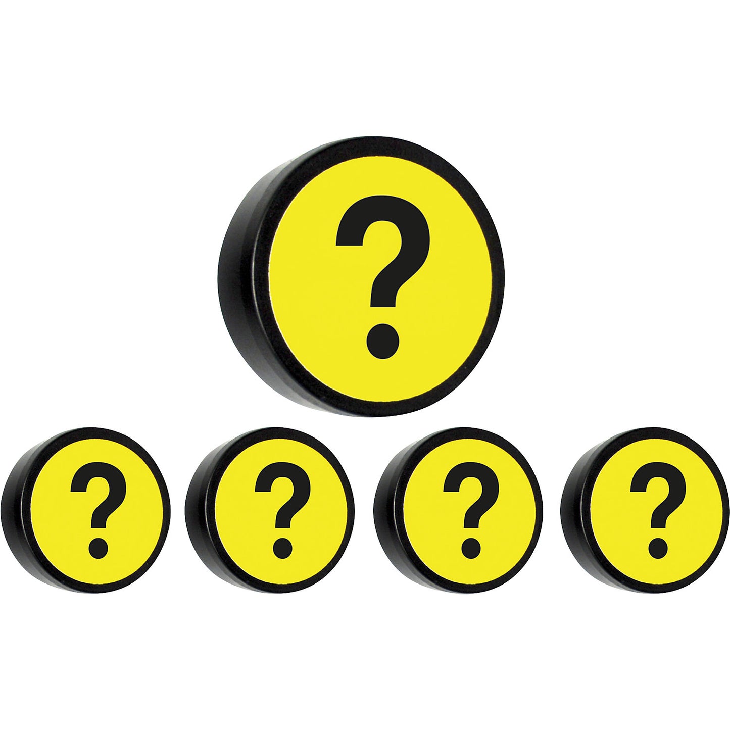 QUESTION round magnet, Ø 35 mm, pack of 10, yellow.