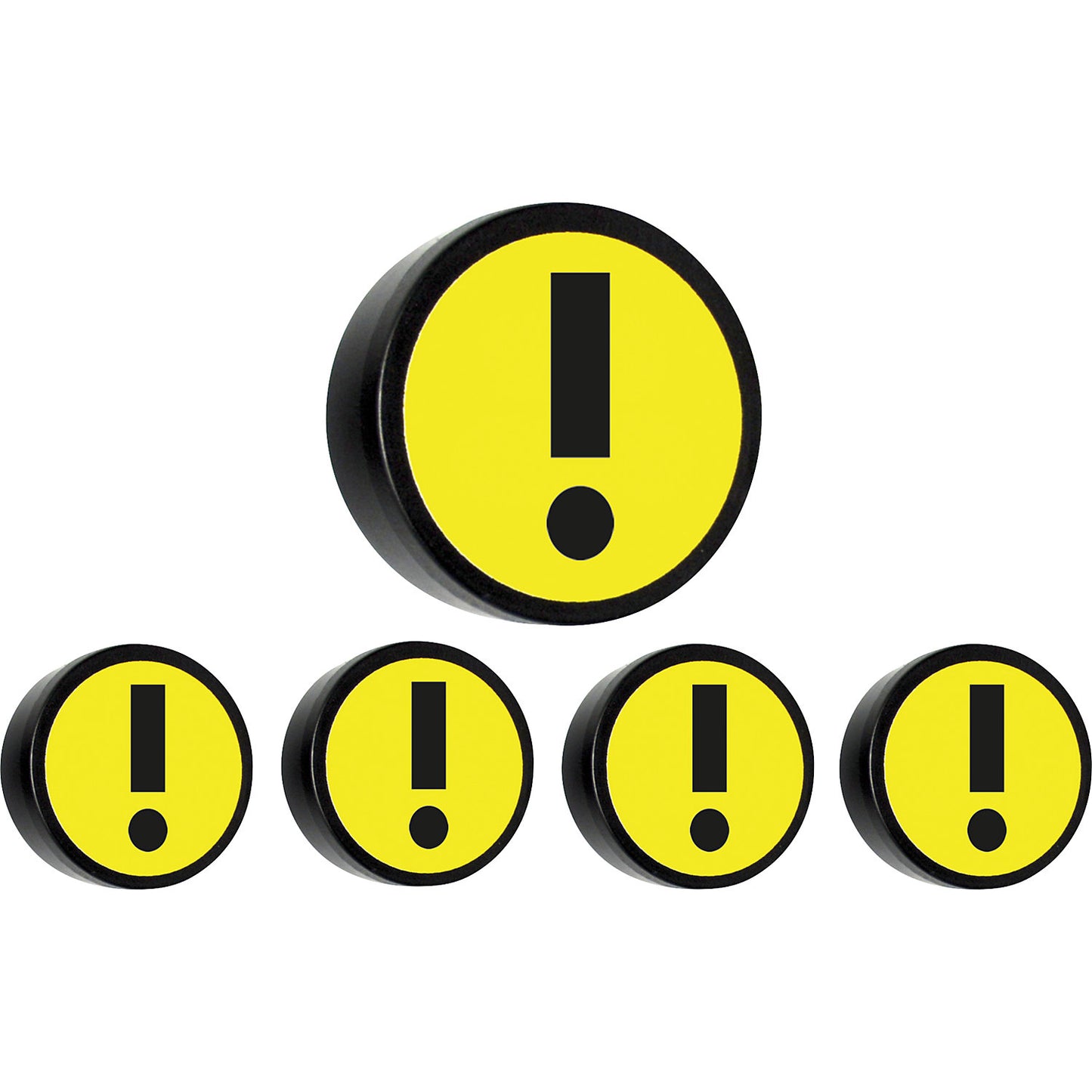 ATTENTION round magnet, Ø 35 mm, pack of 10, yellow.