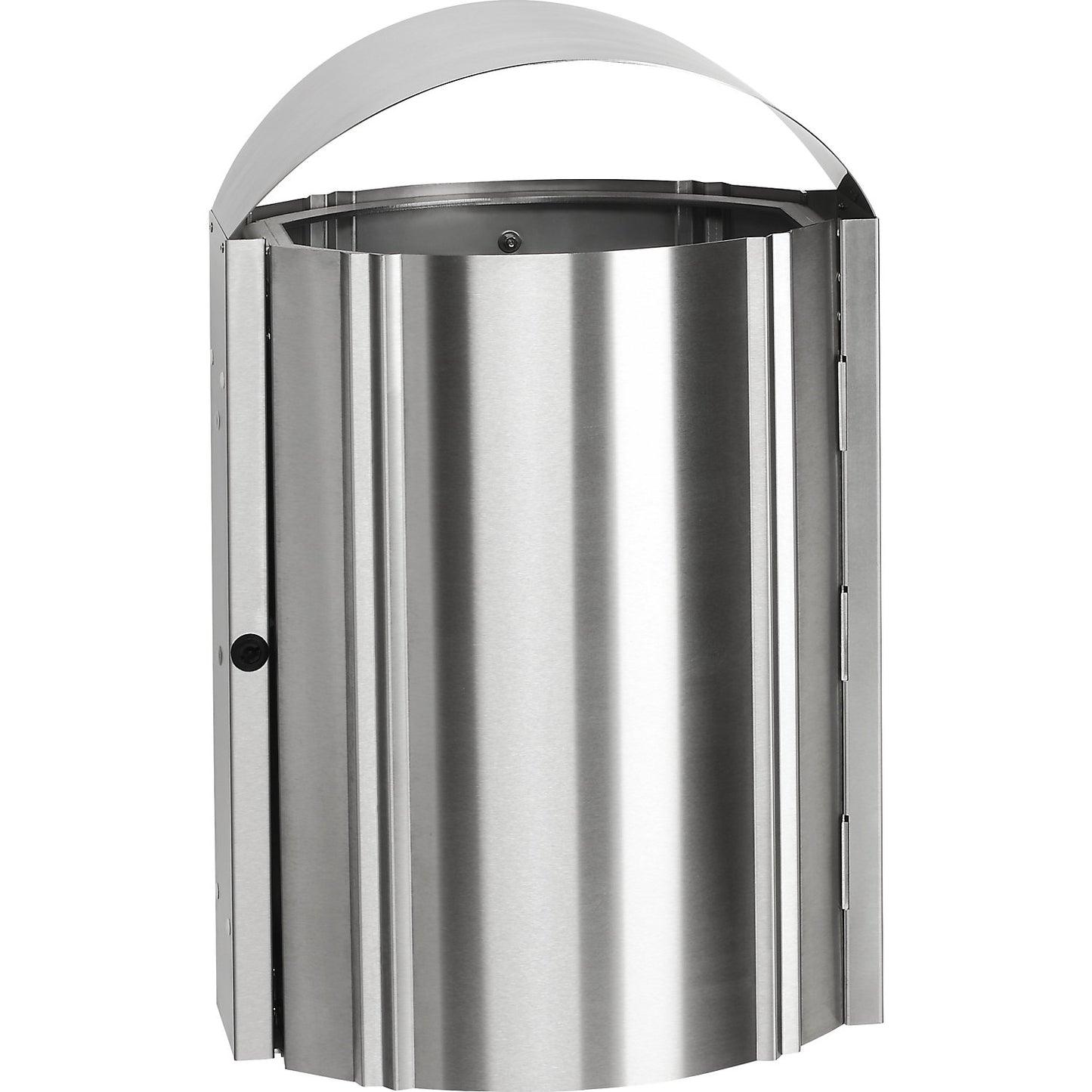 Stainless steel waste collector, outdoor areas, capacity 50 l, HxWxD 970 x 480 x 350 mm, wall mounting.