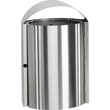 Stainless steel waste collector, outdoor areas, capacity 50 l, HxWxD 970 x 480 x 350 mm, wall mounting.