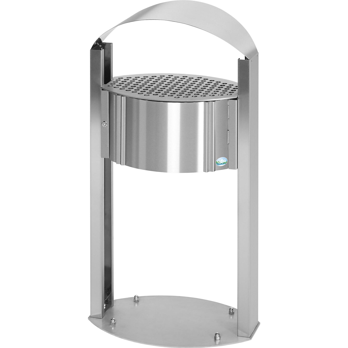 Ashtray with protective hood, capacity 15 l, stainless steel.