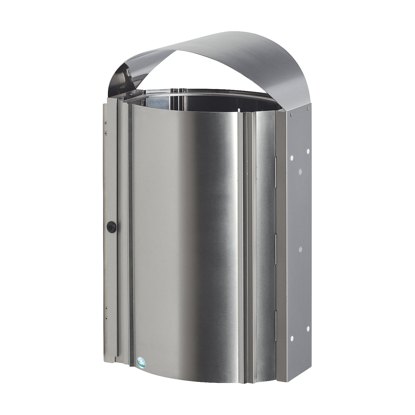Stainless steel waste collector, outdoor areas, capacity 50 l, HxWxD 780 x 490 x 326 mm, 4 support feet.