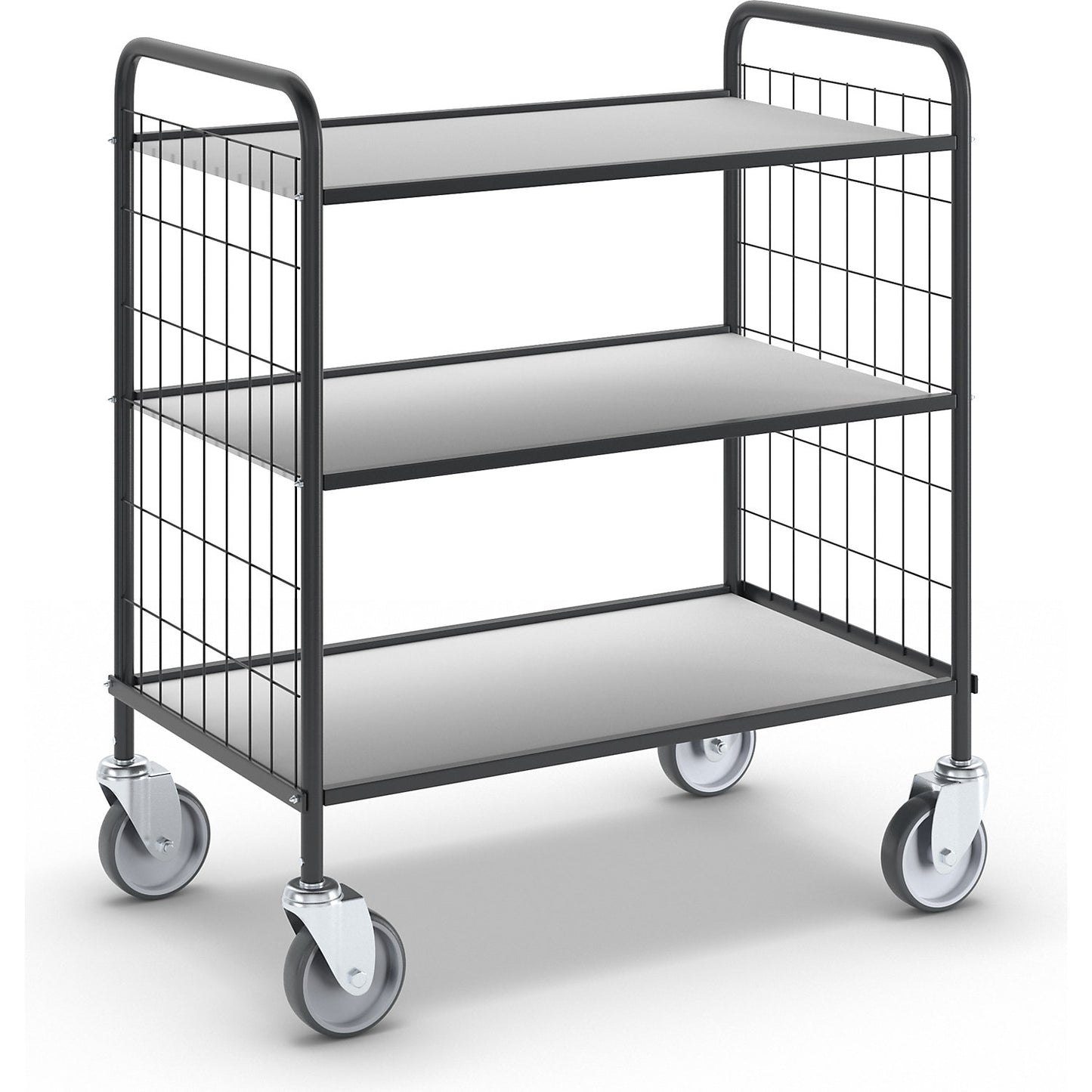 Office shelf truck, LxWxH 830 x 510 x 935 mm, 3 shelves.