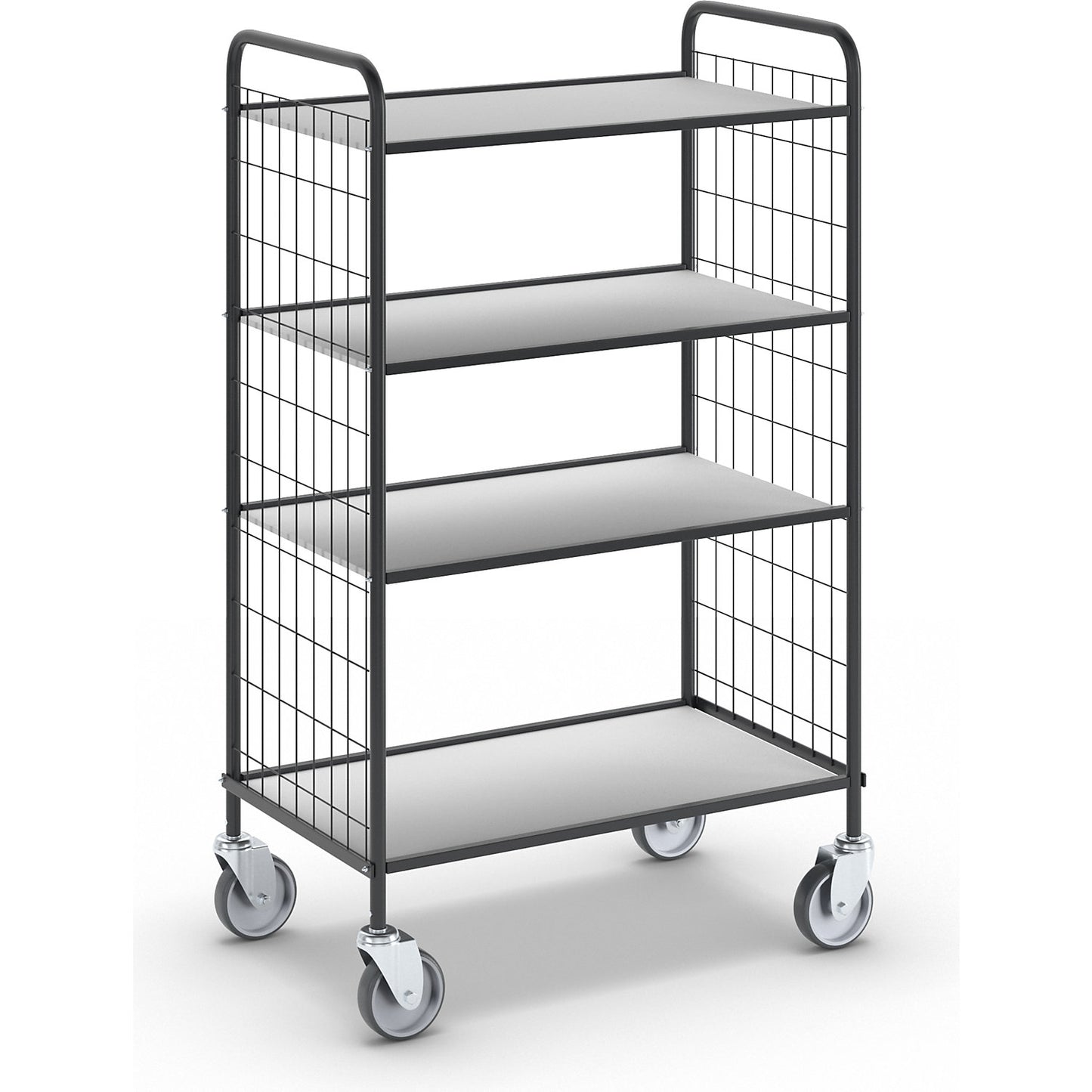 Office shelf truck, LxWxH 830 x 510 x 1325 mm, 4 shelves.