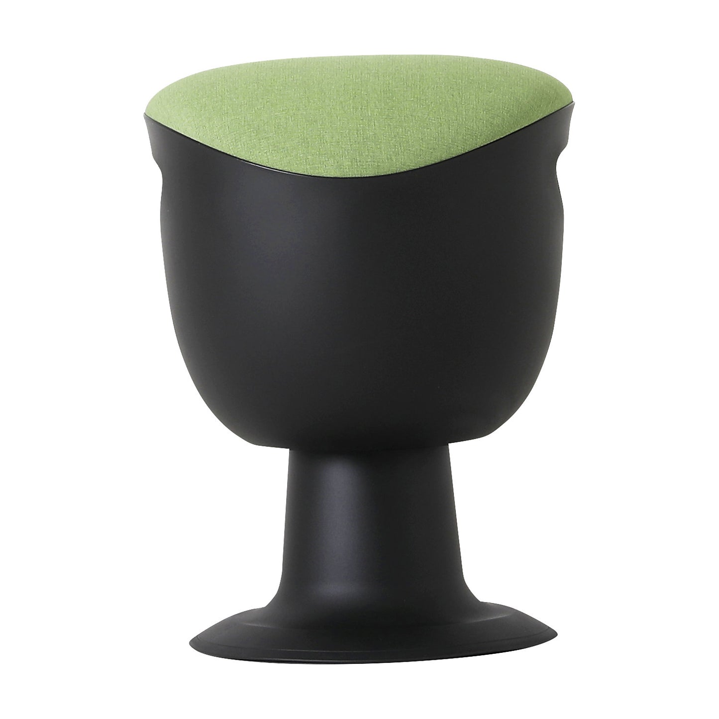 Flexible stool, height adjustable 465 - 585 mm, upholstered seat, green cover.
