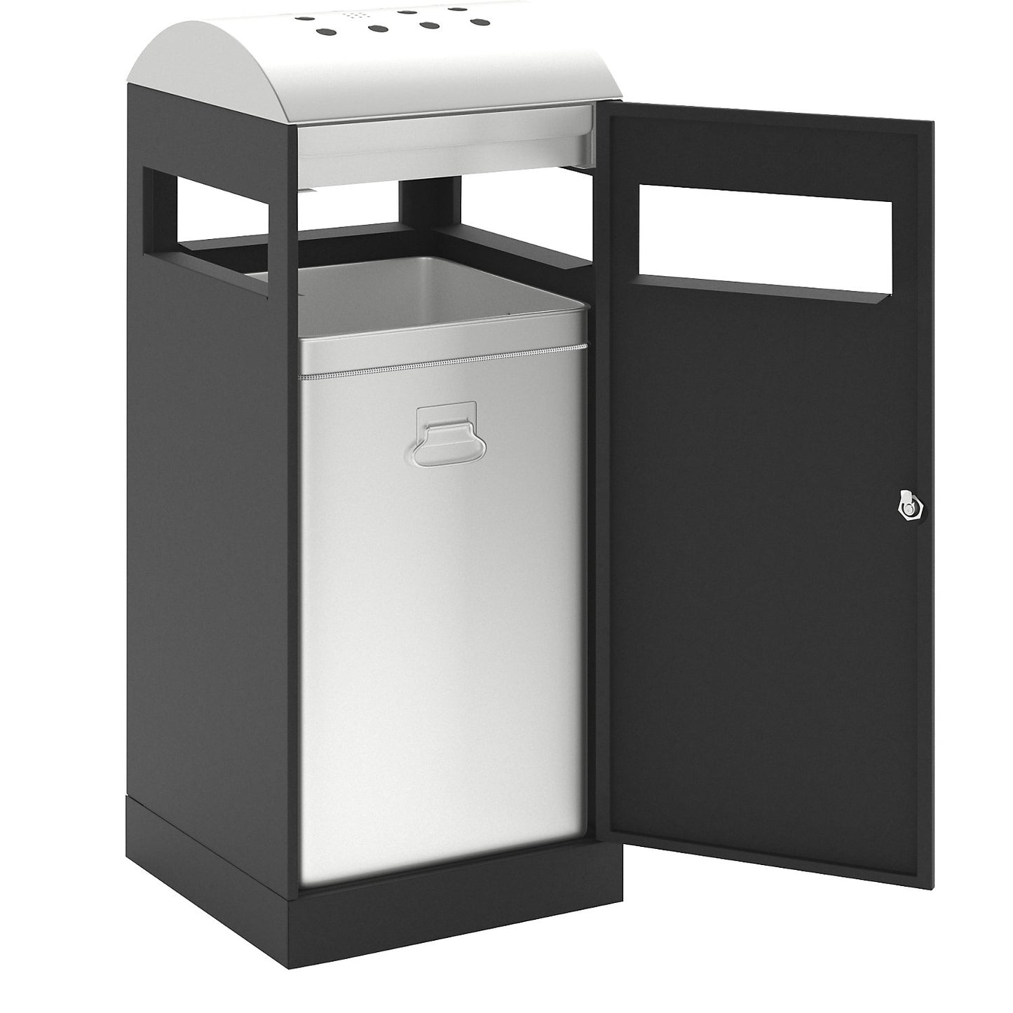 Waste collector with ashtray, capacity 90 l, charcoal.