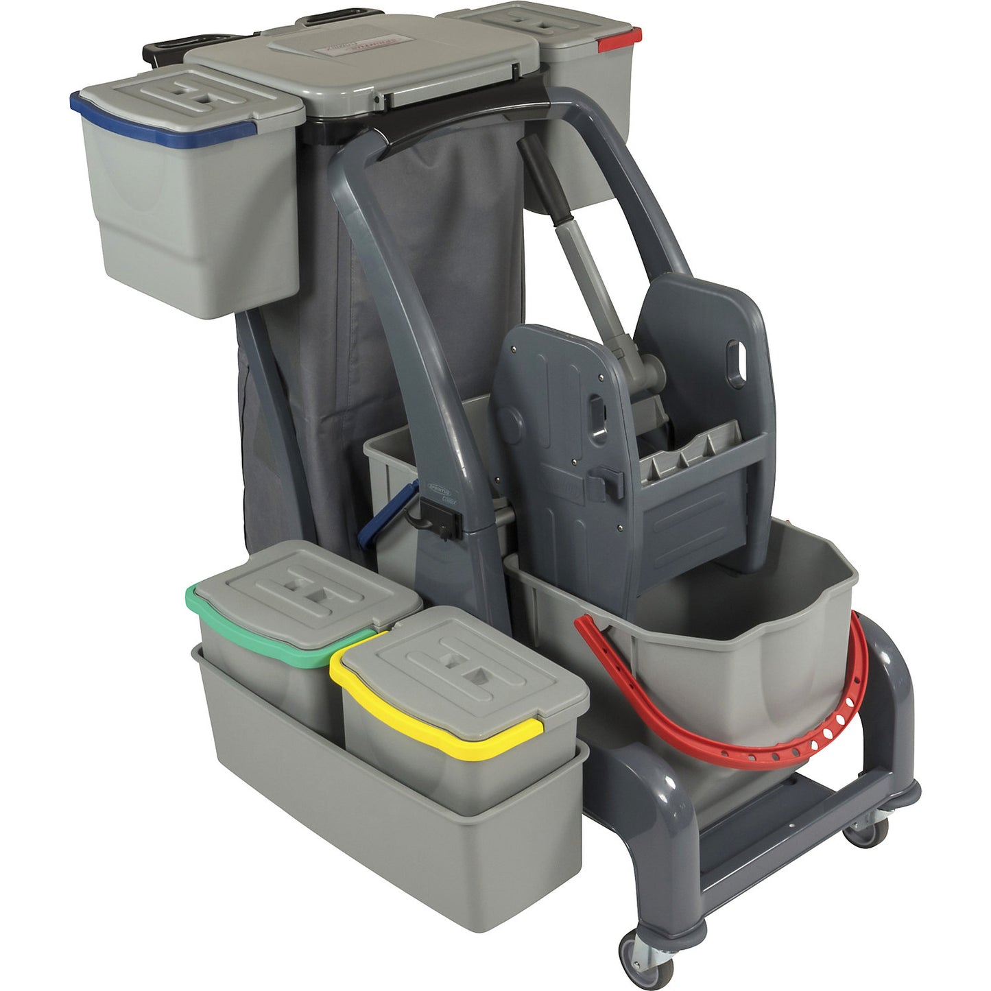 CombiX PRO cleaning trolley, 1 x 18 l bucket, 1 x 25 l bucket, with mop wringer.