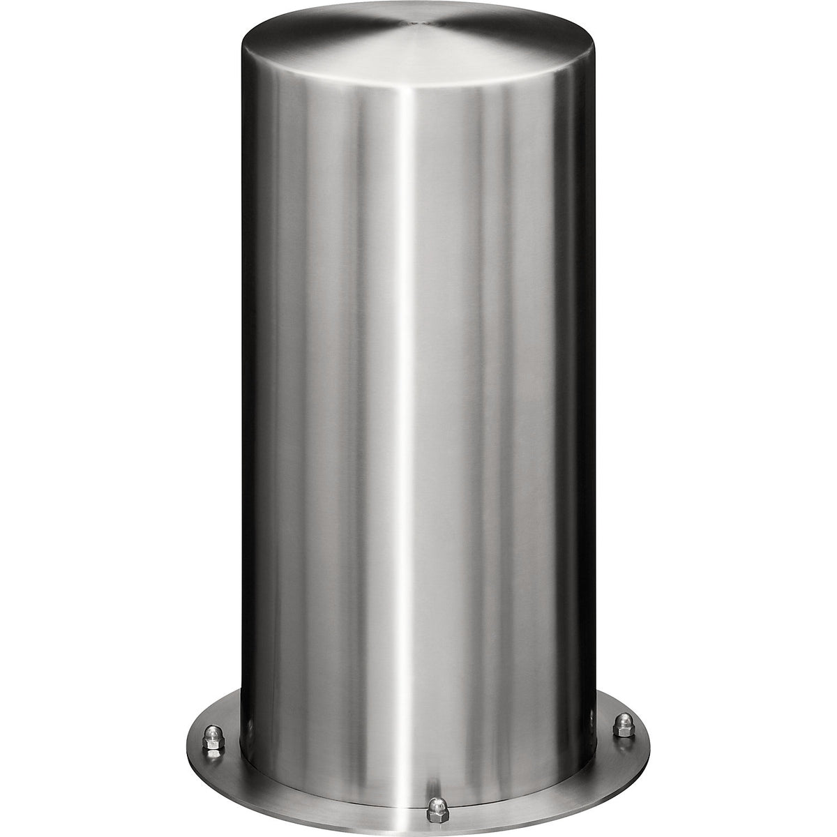 Stainless steel barrier post, with flat head, for bolting in place, Ø 305 mm.