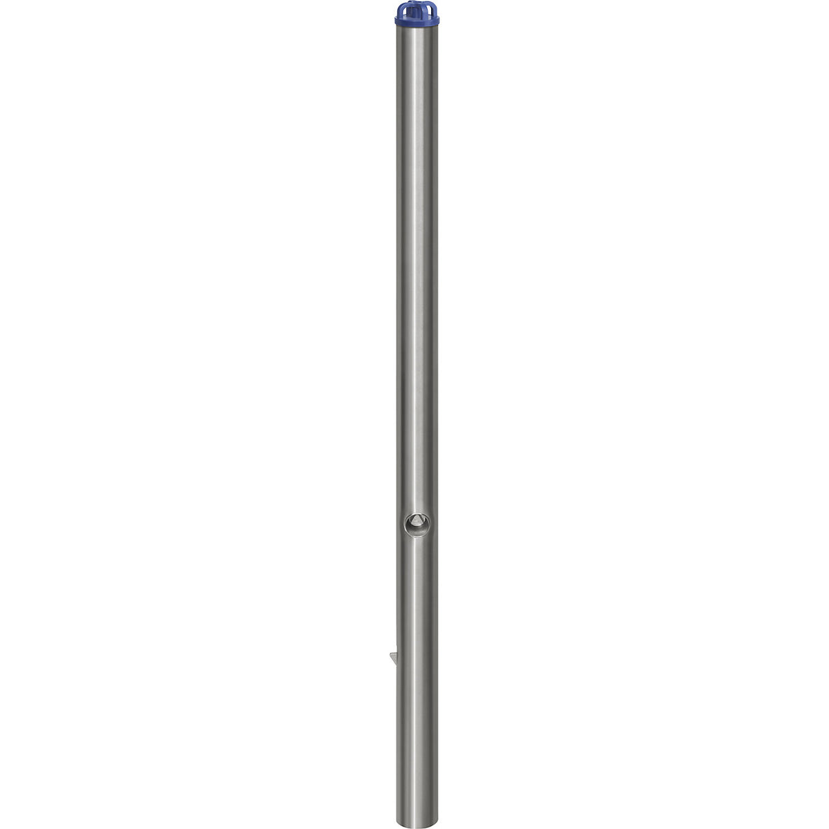 Stainless steel barrier post, with chain head, for concreting in with ground sleeve, Ø 60 mm, triangular lock.