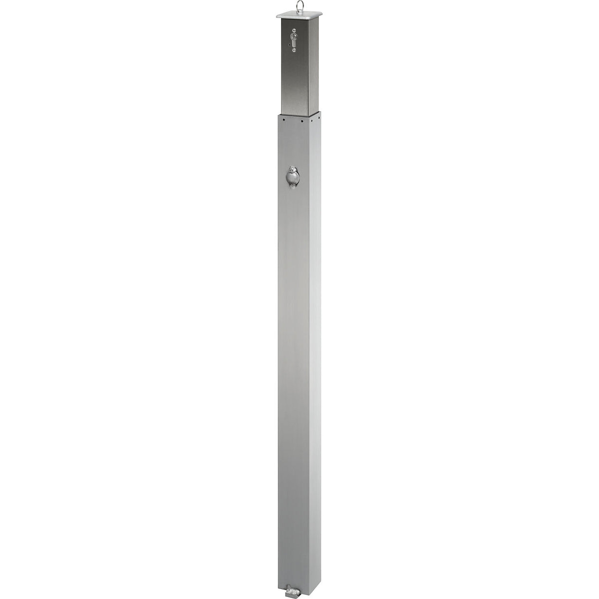 Stainless steel barrier post, drive over head, for concreting in, profile cylinder.