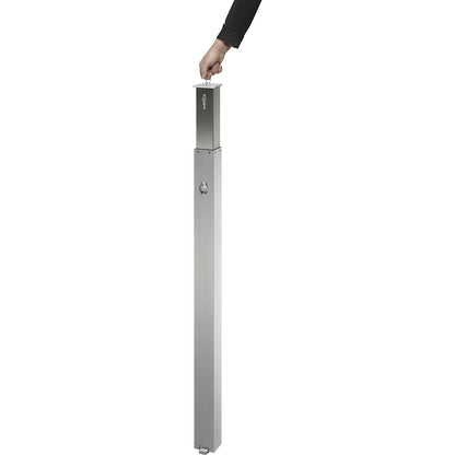 Stainless steel barrier post, drive over head, for concreting in, profile cylinder.
