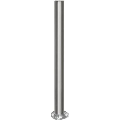 Stainless steel barrier post, with flat head, base plate for bolting in place, Ø 76 mm, self-righting.