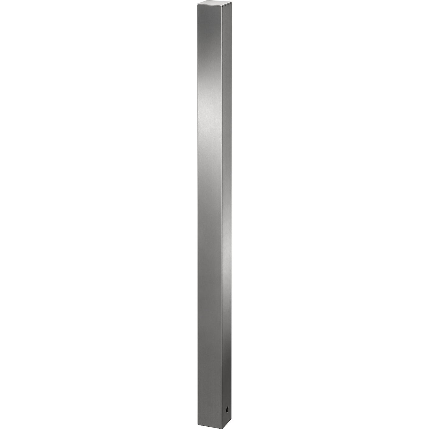 Stainless steel barrier post, with flat head, for concreting in, 70 x 70 mm.