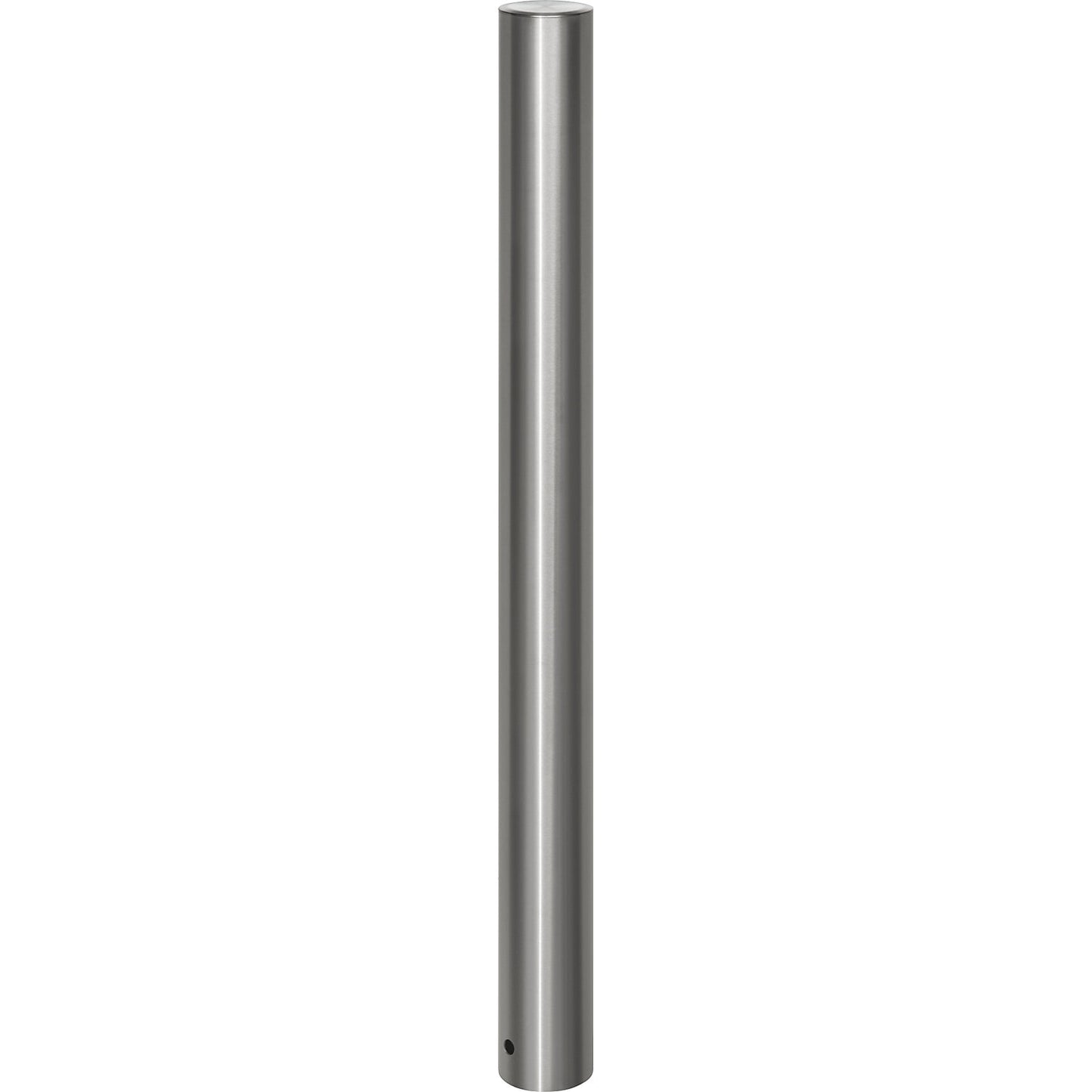 Stainless steel barrier post, with flat head, ground sleeve for concreting in, Ø 102 mm.