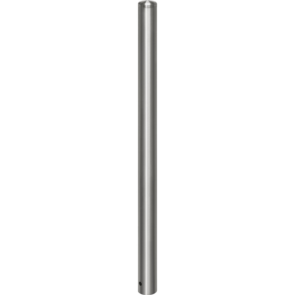 Stainless steel barrier post, with end cap, ground sleeve for concreting in, Ø 76 mm.