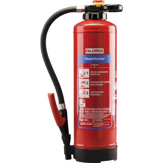 Cartridge operated water extinguisher, capacity 6 l, fire class A.