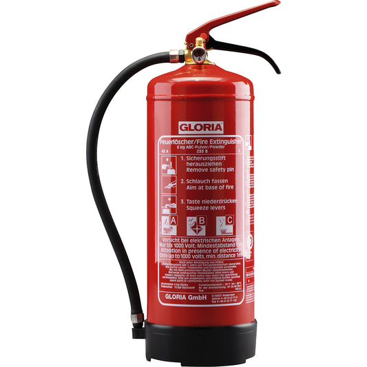 Permanent pressure powder extinguisher, capacity 6 l, fire classes A+B+C.