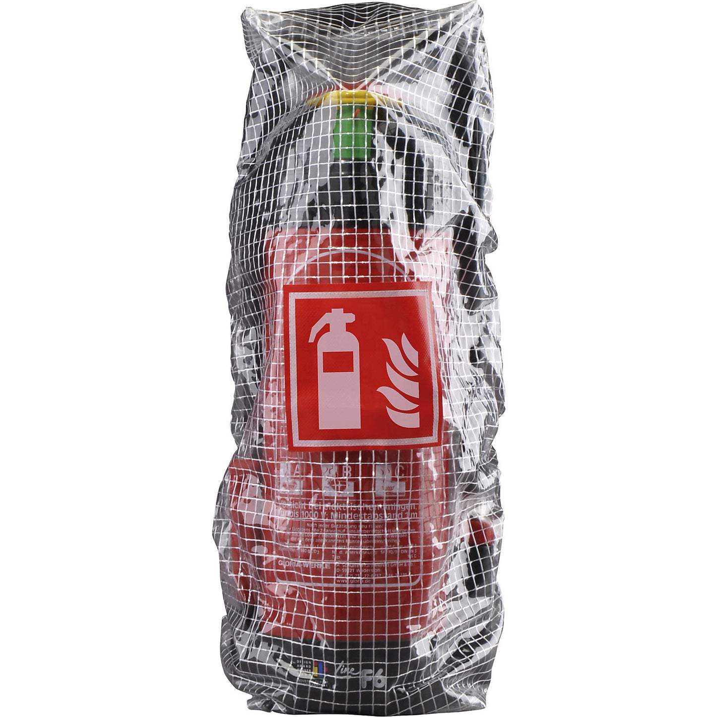 Protective mesh cover for fire extinguishers, for 12 kg fire extinguisher, polyester.