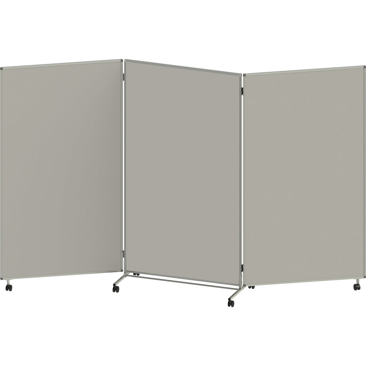 Presentation board, folding and mobile, HxWxD 1905 x 3040 x 500 mm, light grey.