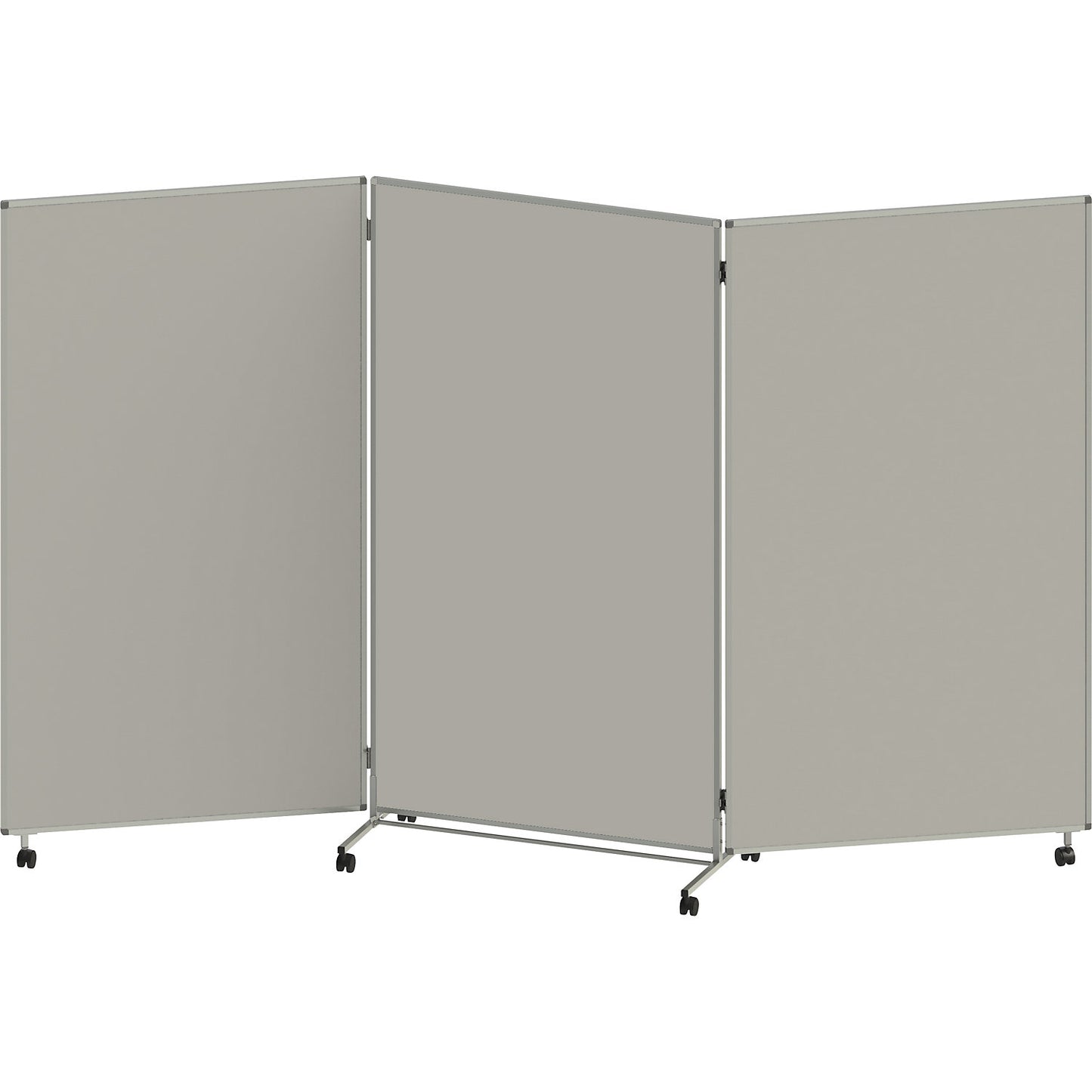 Presentation board, folding and mobile, HxWxD 1905 x 3040 x 500 mm, light grey.